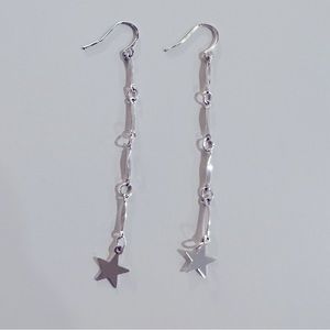 Silver Star Long Earrings